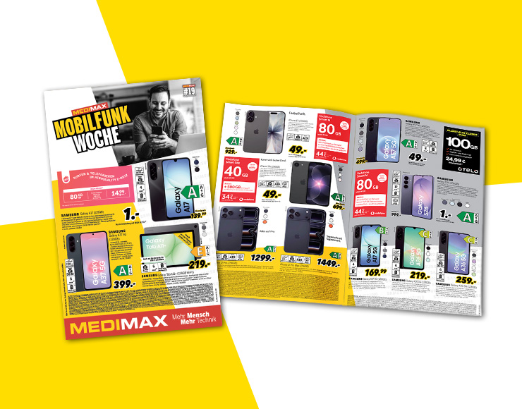 „Teraz w tygodniowej gazetce MEDIMAX: Top-oferty, które się opłacają!“ Bild
